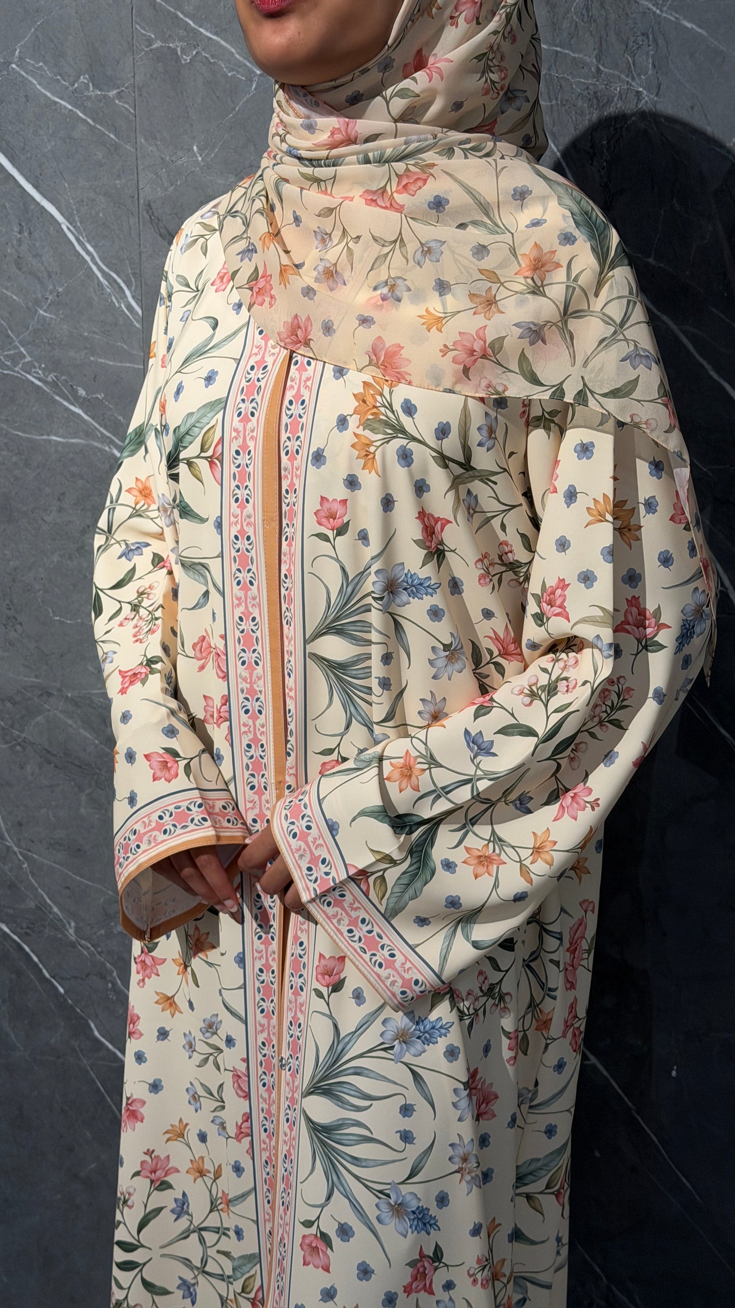 Spring petal floral abaya