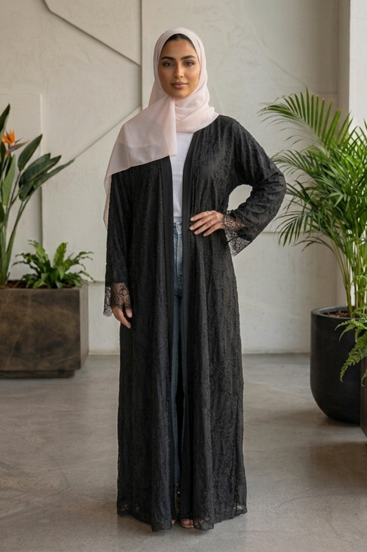 Black lace abaya