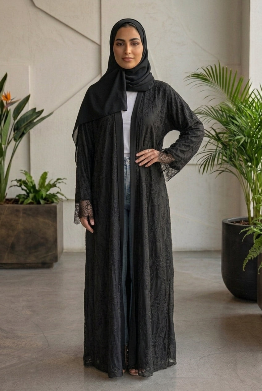 Black Lace Abaya