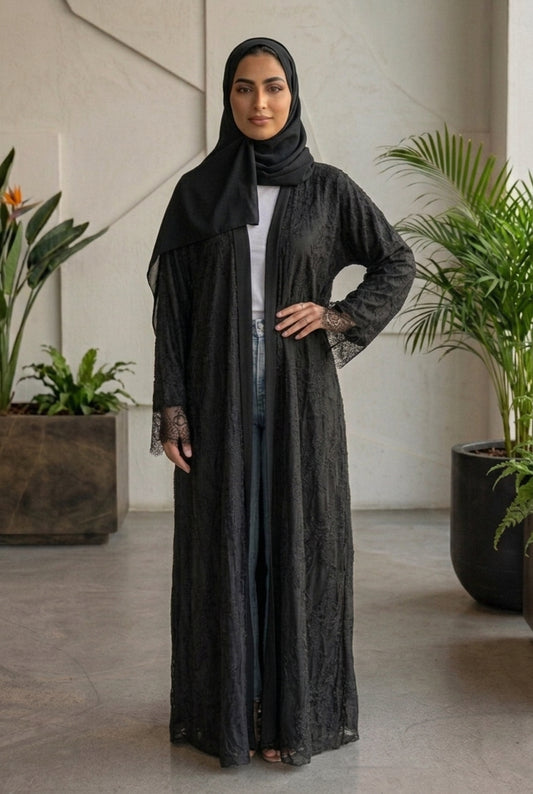 Black Lace Abaya