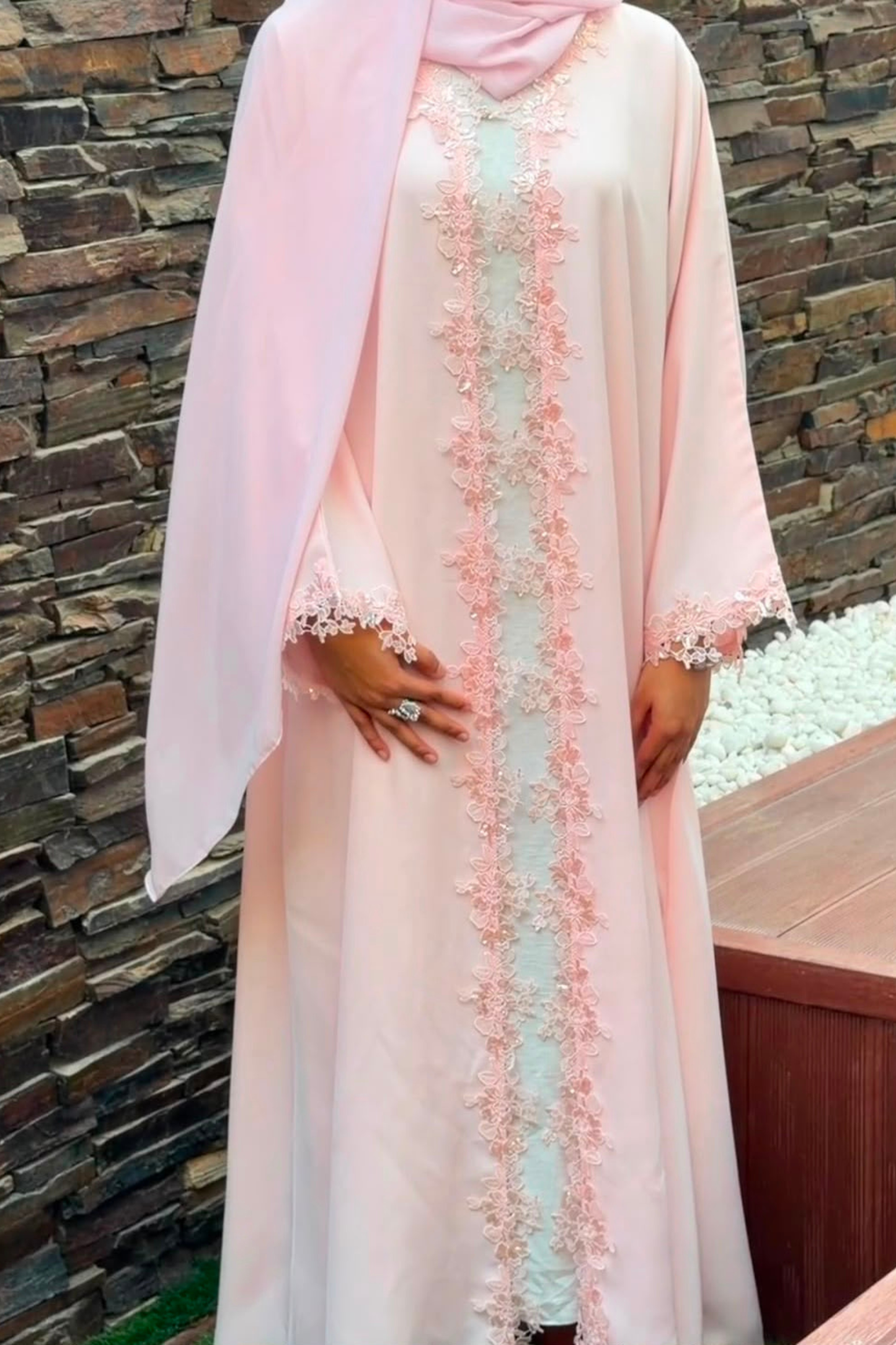 Blush Bloom - Open Front Abaya
