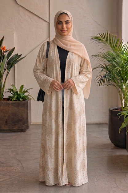 Champagne lace Abaya