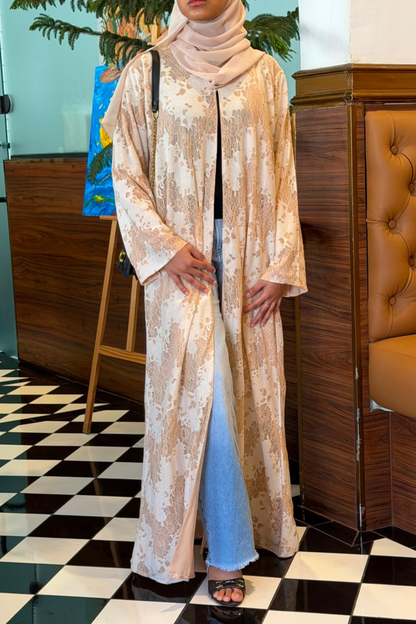 Champagne lace Abaya