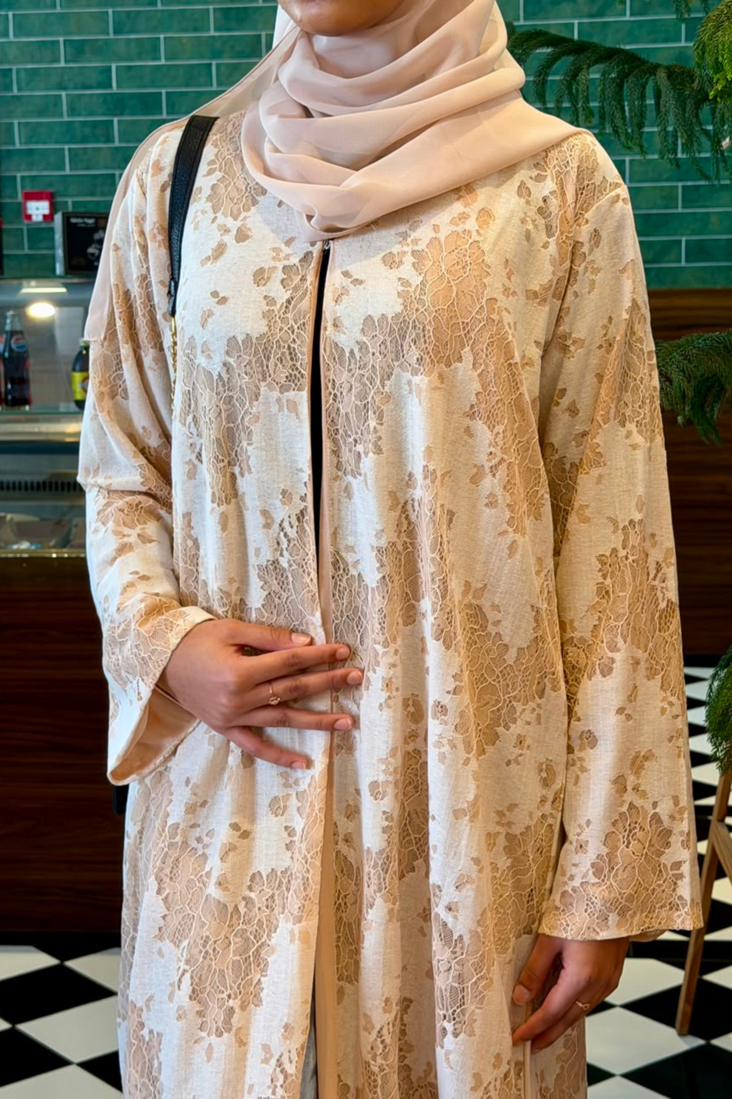 Oat Beige Open Abaya
