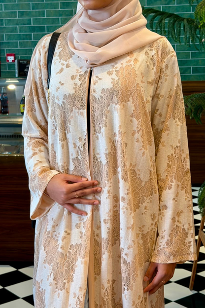 Champagne lace Abaya