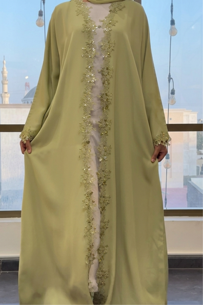 Olive Mist - Open Front Abaya