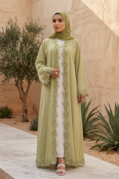 Olive Mist - Open Front Abaya