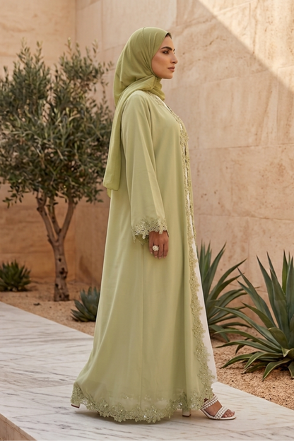 Olive Mist - Open Front Abaya